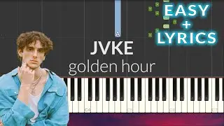 JVKE - golden hour EASY Piano Tutorial + Lyrics