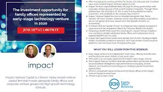 Impact Venture Capital: Early-Stage Technology Venture Investment Opportunity for Family Offices