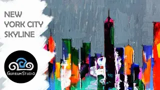 Acrylic Painting New York City Skyline | How To Draw Landscapes Easy | Tutorial For Beginner #14