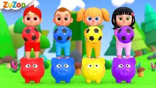 Can&ccedil;&atilde;o das Cores! | Cinco Macaquinhos Pulando na Cama | ZuZoo em Portugu&ecirc;s | M&uacute;sicas Infantis