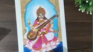 Maa Saraswati Drawing| Maa Saraswati Drawing Colour| Colour Drawing Part 2