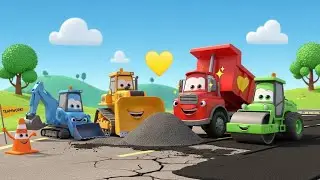 The Happy Road Builders with Vehicles- Contruction & Road Repair