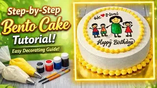 Hand Painted Cake for Grandma | Bento Cake  | Easy Whipped Cream Cake for Nani | Family Theme Cake