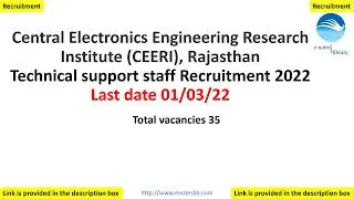 CEERI Technical support staff Recruitment 2022