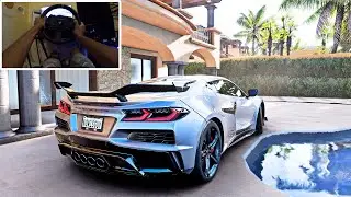 Supercharged Chevrolet Corvette Z06 2023 - Forza Horizon 5 | Steering wheel gameplay