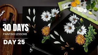 Anyone Can Paint This! Easy Acrylic Flower COMBO Tutorial | Brush Strokes | Day 25 Lesson