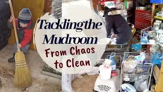 Massive Mudroom Cleaning//Transforming the mudroom from chaos to clean!