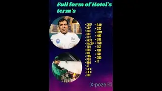 Full form of HOTEL / CHEF / CDP / DCDP / KOT / BOT / HOD / HOT / KFC / KKFC / ODC / MD / HACCP / HRM