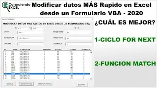 Modificar Datos en Excel MÁS Rápido 🚀🚀 desde un Formulario VBA | CONOCIENDO EXCEL