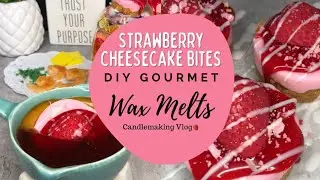 No Bake Strawberry 🍓Cheesecake Bites | Wax Melt Dessert decorating #candlemaking #waxmeltdiy