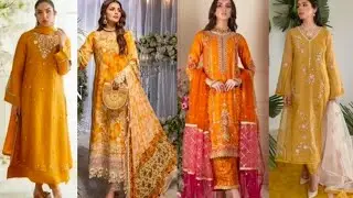 So Elegant Yellow Color Long Kurtis With Minimal Embroidery Mehndi Guests Dress Designs