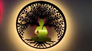 How to make wall art with light | 3d tree with buddha | wall decoration items |  laser cutting items