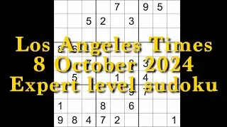 Sudoku solution – Los Angeles Times 8 October 2024 Expert level