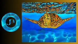 My first new painting in two years. Enjoy this Caribbean sea turtle painted on silk,