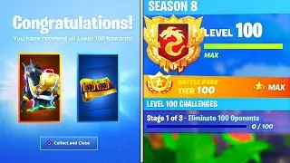 The New LEVEL 100 REWARDS in SEASON 8! SECRET REWARDS UNLOCKED in Fortnite! (Fortnite Battle Royale)