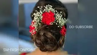 45+ Bridal Bun Hairstyles with Real Colourful Flowers 🌹🌹🌹 Bun Hairstyles #fashion #trending #design