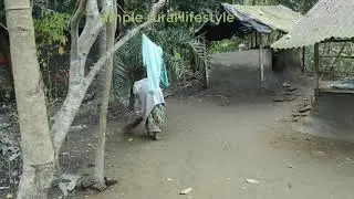 Grandmother cleaning yeard | simple rural lifestyle part 1