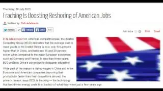 Fracking Is Boosting Reshoring of American Jobs