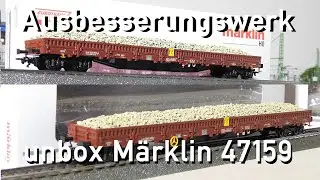 Ausbesserungswerk H0 Märklin unbox 47159 Eurotrain Wagenset Res X Gleisschotter, Wagen ohne Rungen
