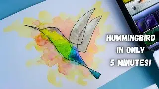 How to Draw a Hummingbird Easy One Line Art & Watercolor
