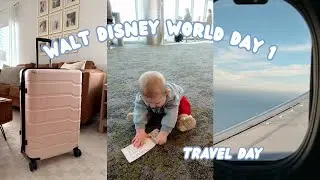DISNEY WORLD DAY 1 | travel day to disney, first time on a plane with a baby,  + pin unboxing ✈️📍🐭