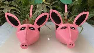 Recycled craft ideas plastic gallon - How to creating mini piggy pot with recycled plastic gallon
