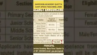 How to apply for Garrison Academy Quetta Can't Jobs 2025, Quetta Job | By Job Quest Daily