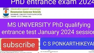 MS UNIVERSITY PhD qualifying entrance test January 2024 session #msu #phd_entrance #phd