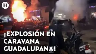 ¡9 heridos en explosión! Camioneta con pirotecnia estalla en plena peregrinación en Guanajuato