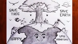 Save Trees Save Earth Drawing poster