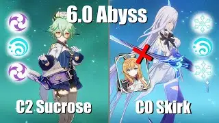 Sucrose Lunar-Taser and Skirk Freeze (no Escoffier) | 6.0 Abyss (Genshin)