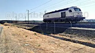 Renfe // Locomotora di&eacute;sel s334 circulando aislada a 160km/h por la LAV C&aacute;ceres - Badajoz con pitada