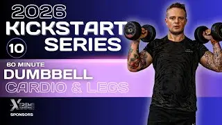 10: 60 Minute DUMBBELL Full Body Workout at Home | Cardio & Legs