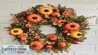 Autumn Maples Leaf Pumpkin Pine Cone Berry Wreath 45cm Fall Wreaths