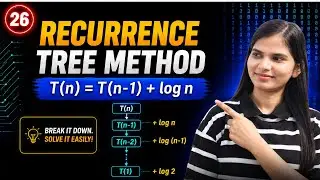 Lec 3.8: T(n) = T(n-1) +log n | Recursive Tree Method | Example 3 | Recurrence Relation in DAA