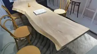 Las vegas furniture show of usa maple slab table with Acrylic table leg