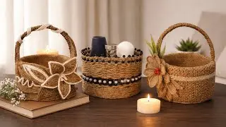 3 Different ideas of Jute Storage Basket |Diy Rope Basket |Diy Storage Organizer | Hamna Nadeem