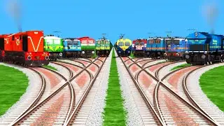 10* INDIAN LOCOMOTIVES TRAINS CROSSING AT BUMPY BRANCHED RAILROAD TRACKS ll Crazy train crossing 
