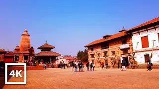 Walking in Bhaktapur Durbar Square, Kathmandu  - 3D Audio | Kathmandu City | 4K - ASMR