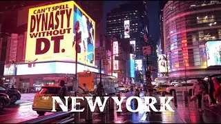NYC Rain Walk | from Times Square to Rockefeller Center |  New York Tour 4K