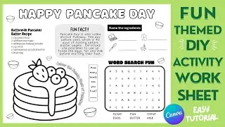 Pancake Day: Fun DIY Activities Worksheet for Kids, Amazon KDP and Education (Design with Canva)