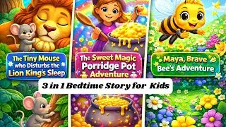Bedtime Stories for Kids 🌙✨ | Tiny Mouse & Lion + Magic Porridge Pot + Brave Bee Maya.