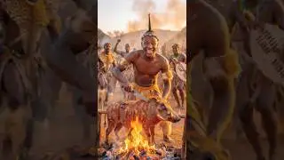 Zulu Tribe Feast and Roast Wild Boar in the Village 🍖 #shorts #tribalfeast