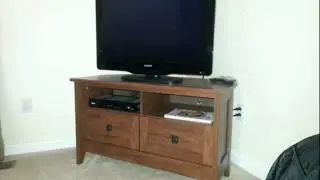 Hill Corner Entertainment Stand - Oiled Oak; corner media cabinet, hardwood tv stands