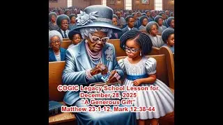 COGIC Legacy School Lesson for 12/28/25:  &ldquo;A Generous Gift&rdquo; - Matthew 23:1-12, Mark 12:38-44