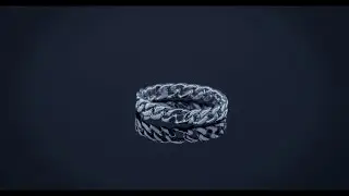 Unisex Eternity Cuban Link Chain Ring Wedding Band .925 Silver 3,6 MM