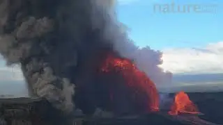 Hot Lava Erupting from Caldera of Halemaumau Crater - Hawaii 4K Volcano Footage