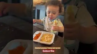 11 Month Infant Eating Baby Food| Gerber Turkey, Mashed Potatoes & Carrots|Development| Clean Videos