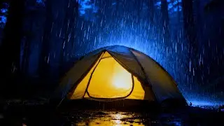 Peaceful Cold Night Rain in a Lonely Forest Tent