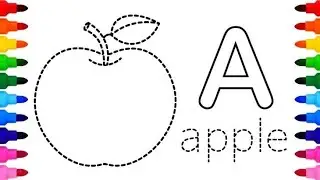 Drawing fruits for kids, Painting and Coloring alphabet A, B, C || apple,banana, Cherry || Child Art